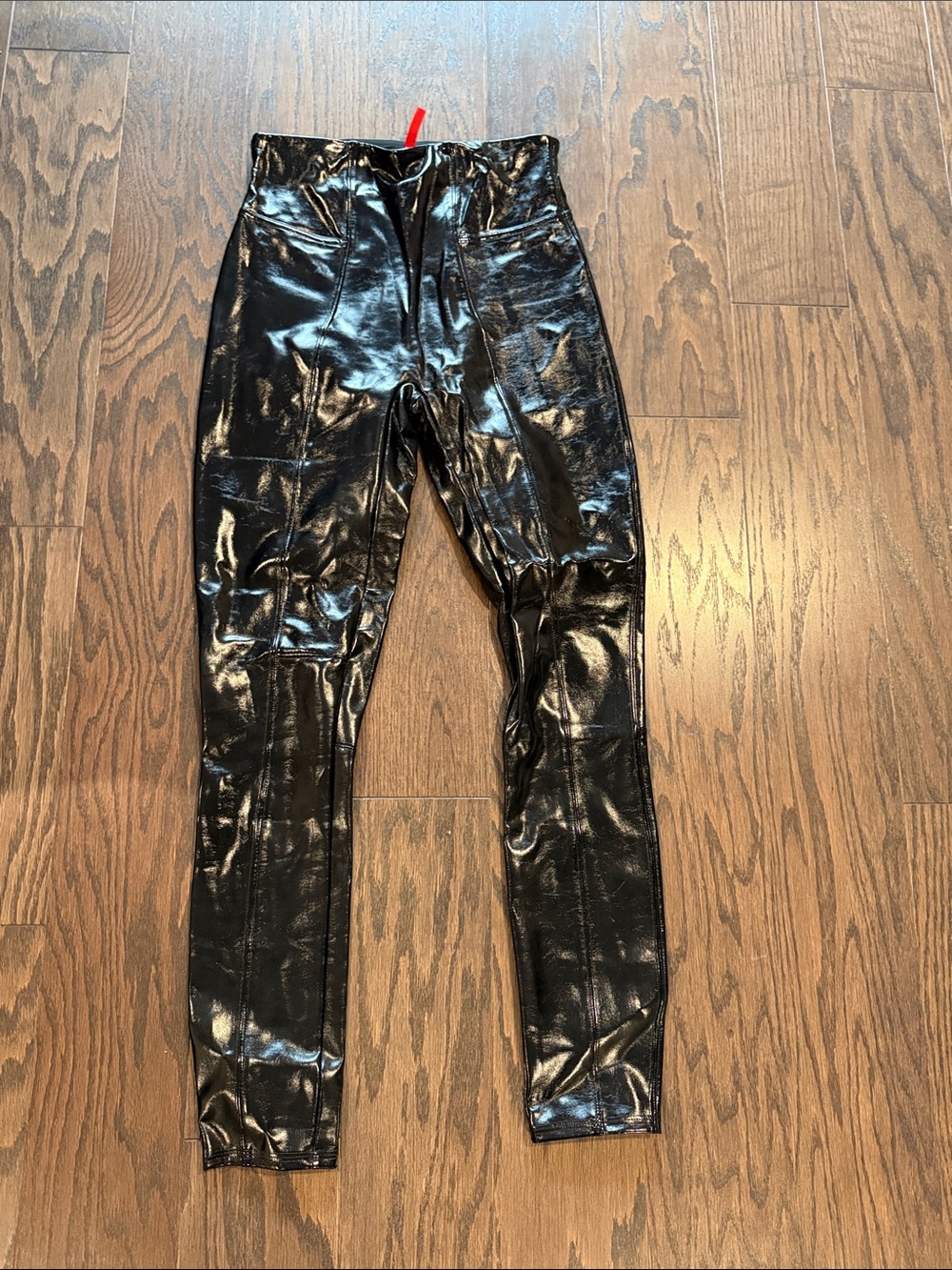 High-Shine Black Women's Faux-Leather Jeans